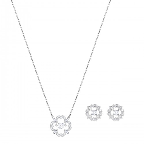 swarovski sparkling dance flower necklace and earring set
