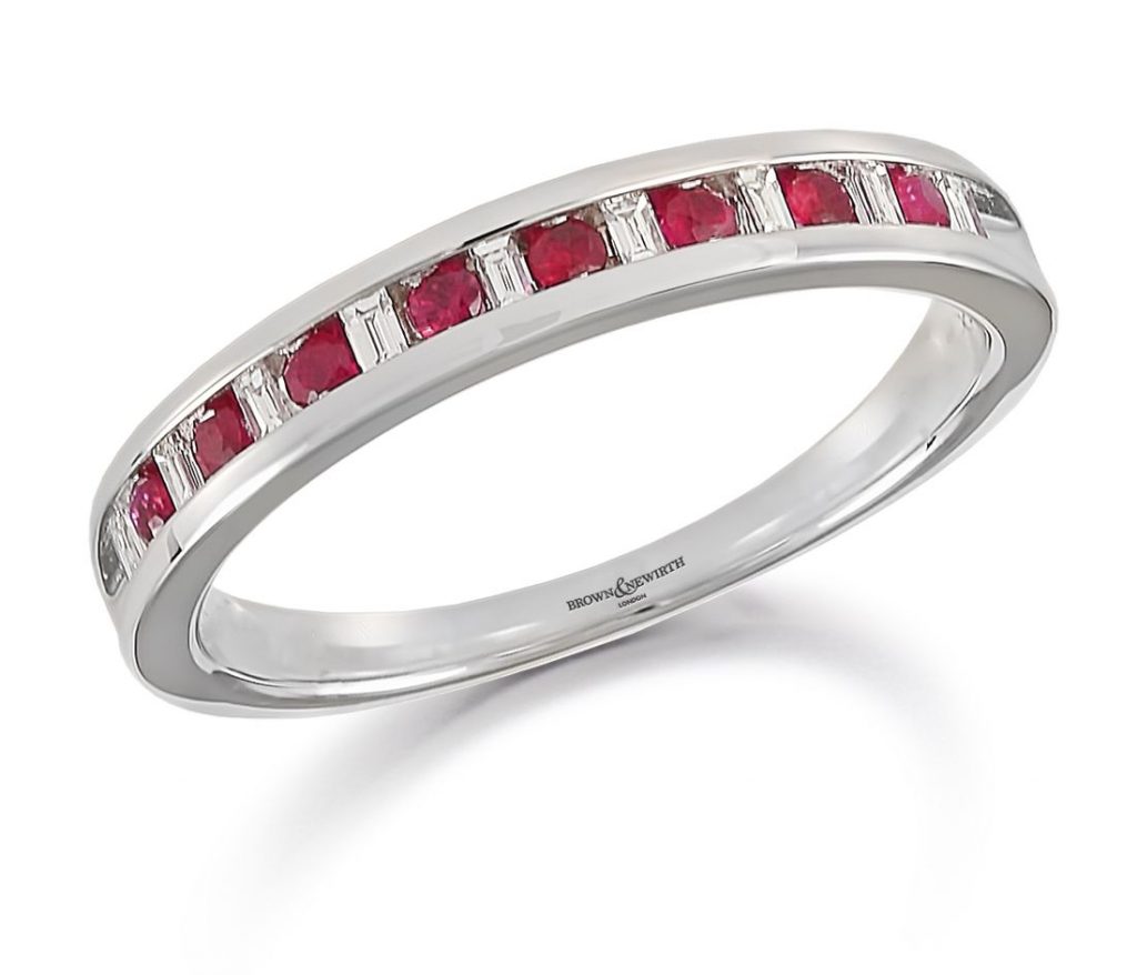 Brown and Newirth Diamond and Ruby Half Eternity Ring