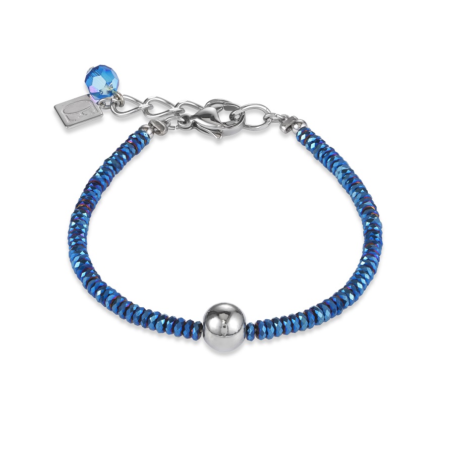 Coeur De Lion Hematite Blue and Stainless Steel Bracelet