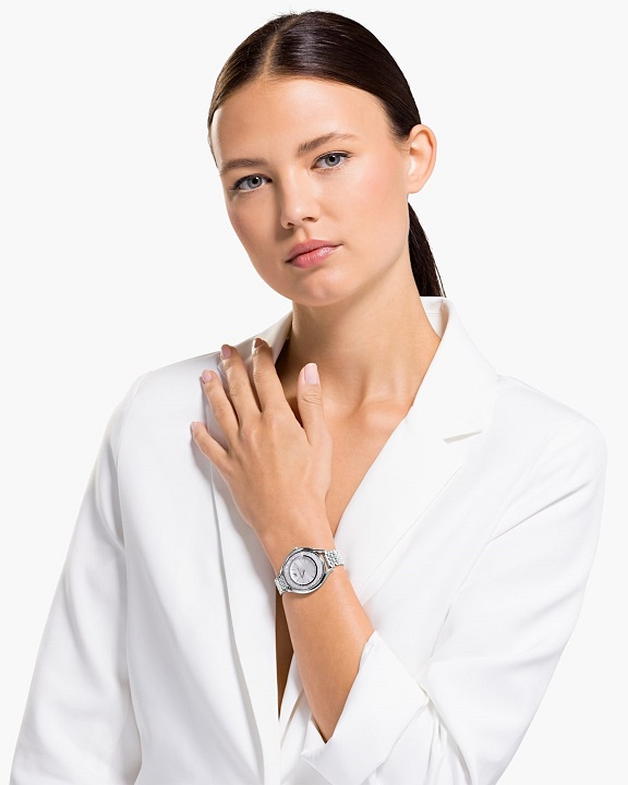 Swarovski Crystalline Aura watch in silver tone