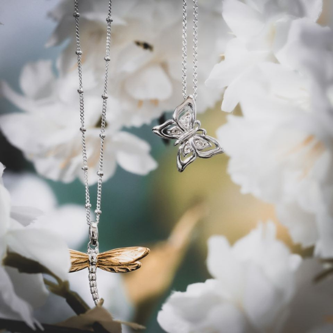 Kit Heath Blossom Flyte Butterfly white topaz necklace