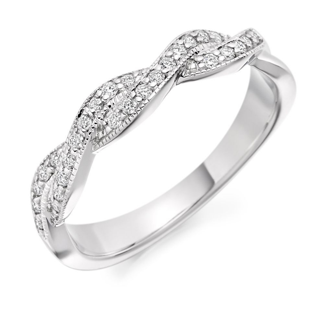 Raphael collection crossover half eternity ring in white gold