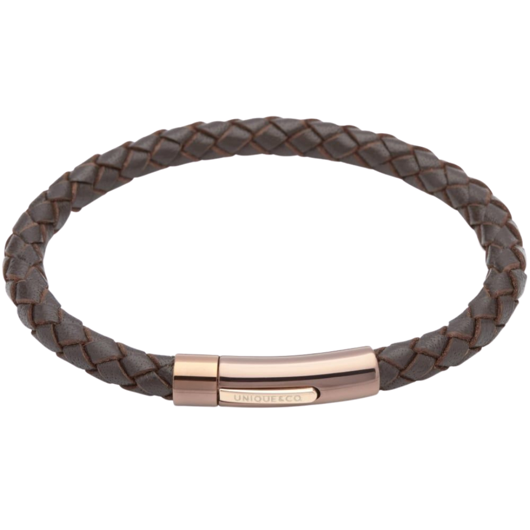 Unique and Co Men's Dark Brown Leather Bracelet
