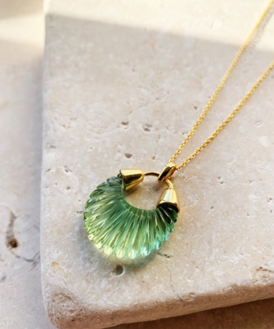 photo of a green etienne necklace by shyla jewellery