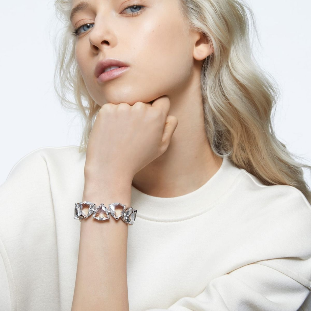 Model wearing a swarovski crystal bracelet