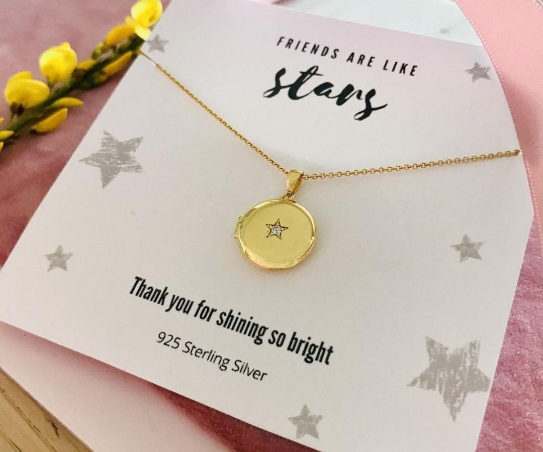 Photograph of a gold plated star locket