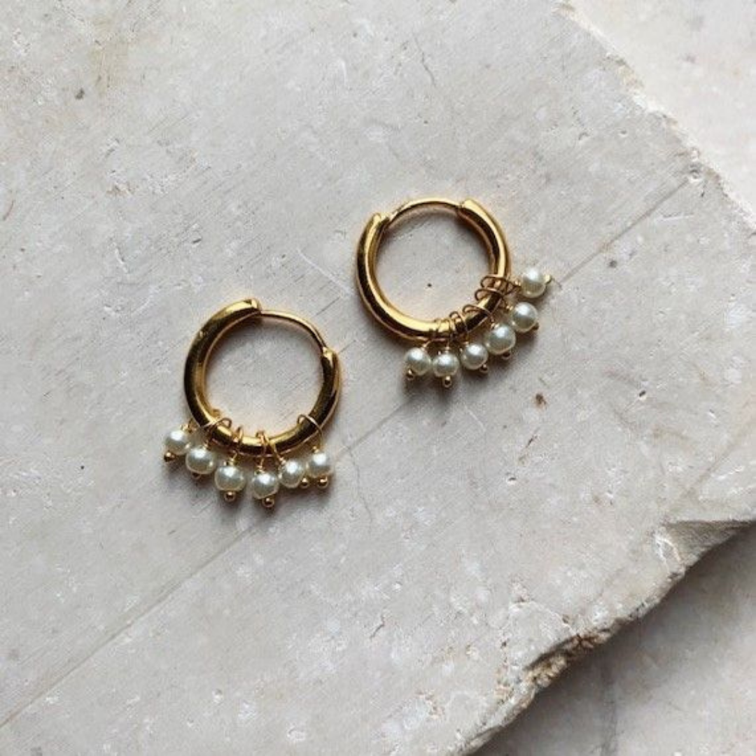 Photograph of hoop earrings with pearls by shyla London 