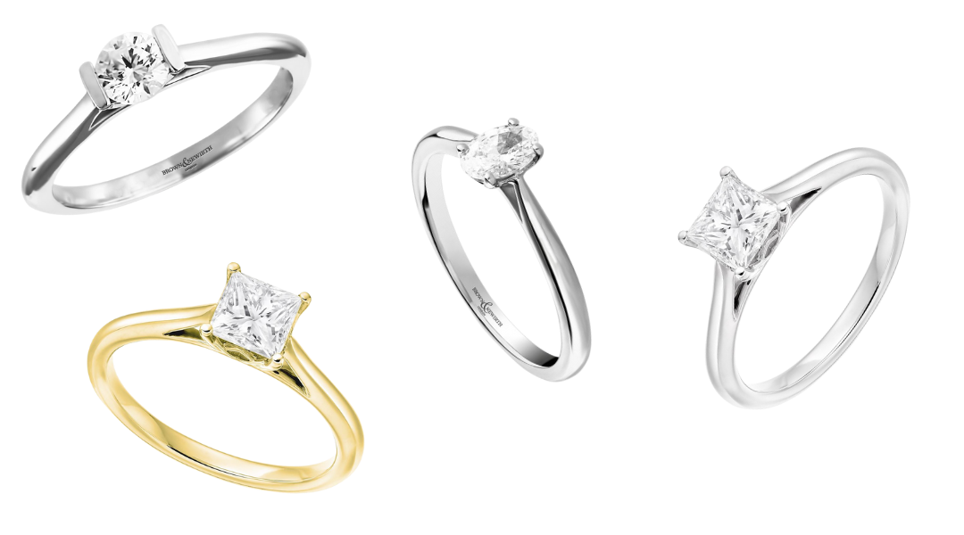 A collection of images of modern style engagement rings to illustrate some modern engagement ring designs