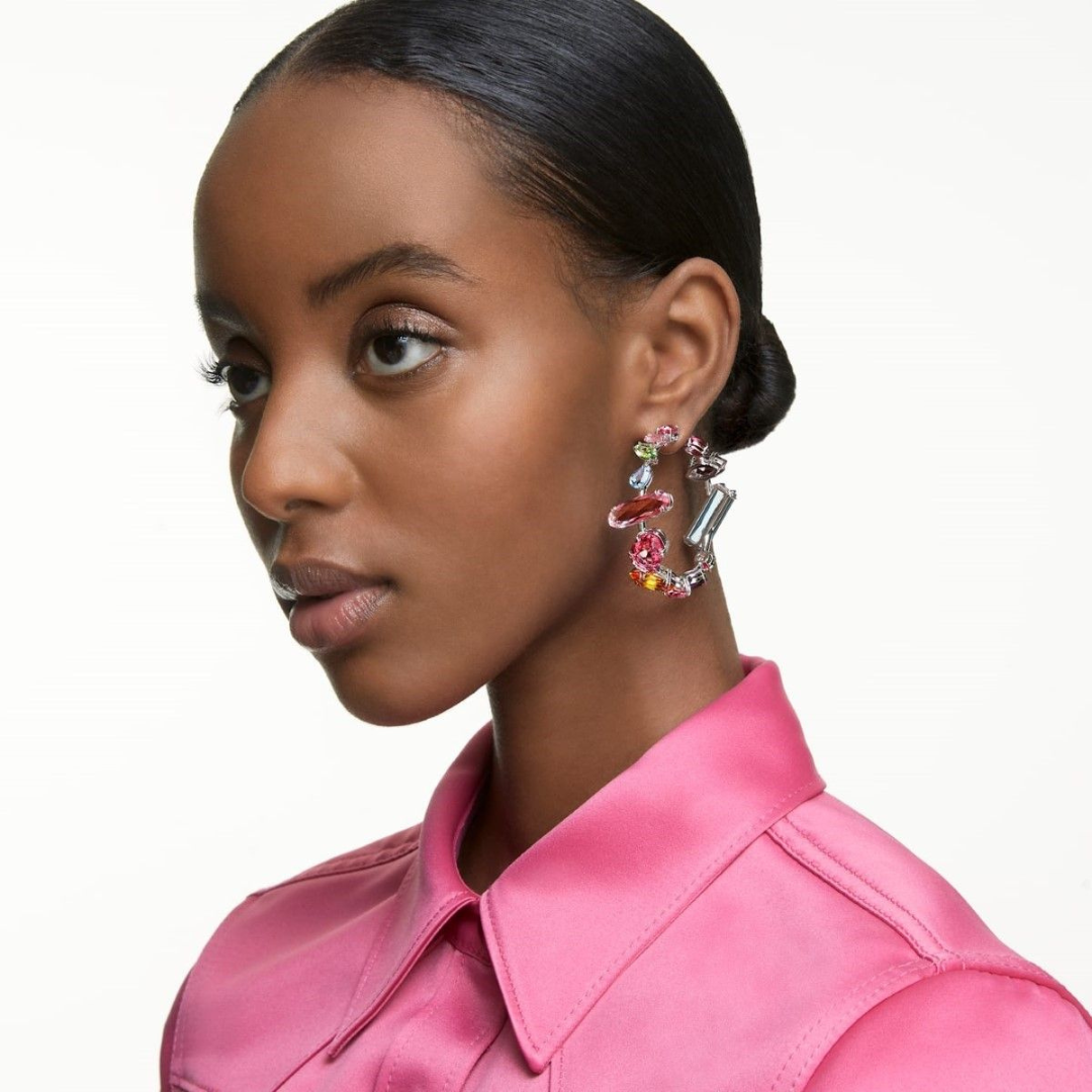 Model wearing swarovski gemma earrings