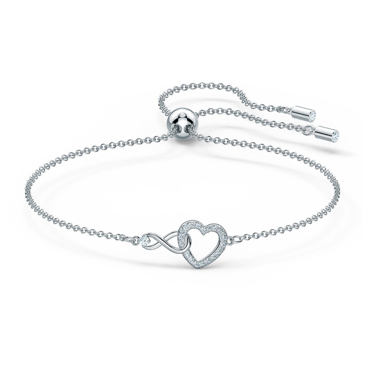 Photos - Bracelet Swarovski Infinity Heart  - White with Rhodium Plating 