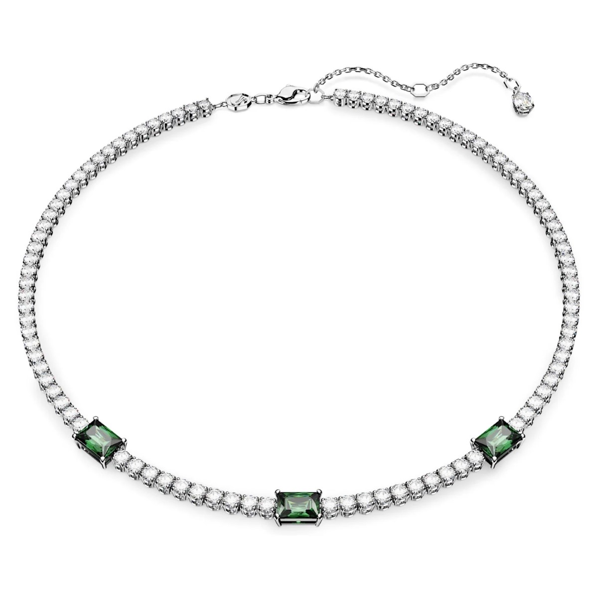 Photos - Pendant / Choker Necklace Swarovski Matrix Tennis Necklace Mixed Cuts - Green with Rhodium Plating 