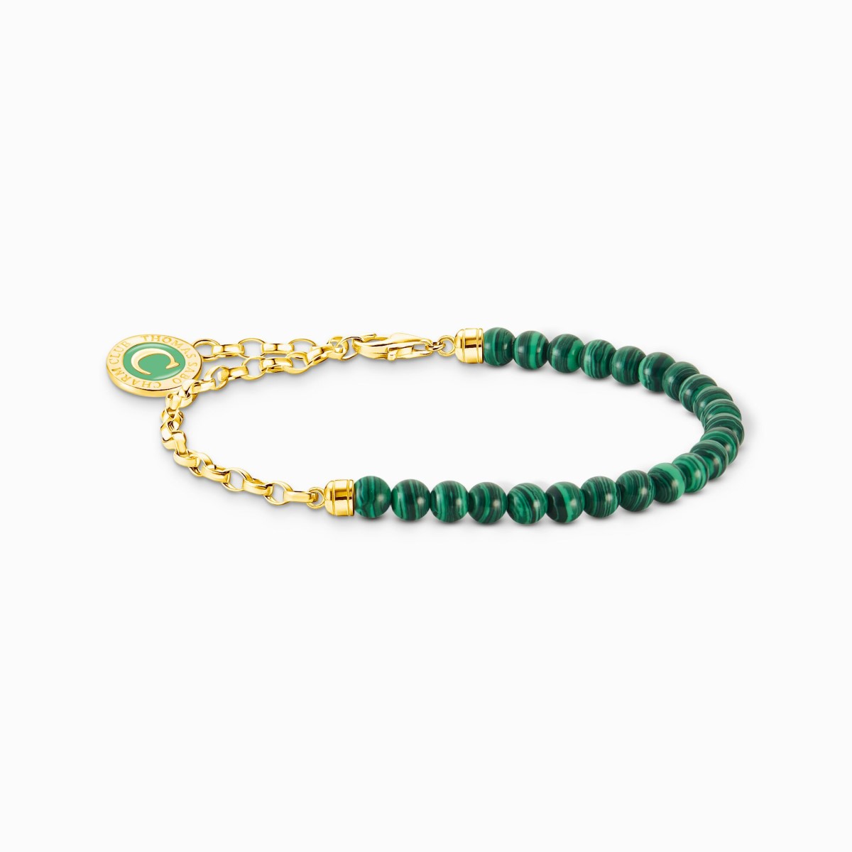 Photos - Bracelet Thomas Sabo Member Charm  with Green Beads Gold Plated / 19cm 