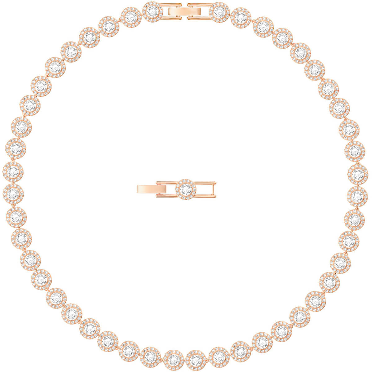 Photos - Pendant / Choker Necklace Swarovski Angelic All Around Necklace - White with Rose Gold Plating 
