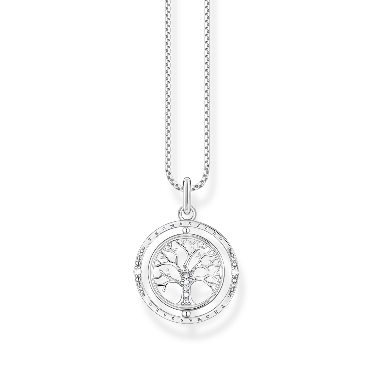 Photos - Pendant / Choker Necklace Thomas Sabo Tree of Love Silver and Zirconia Spinner Necklace 