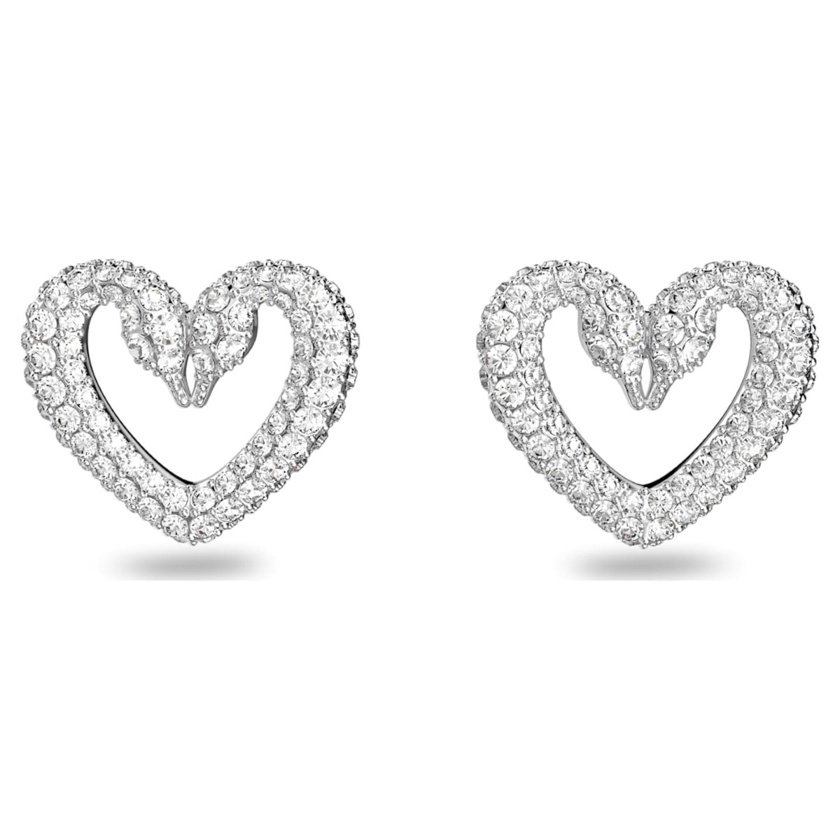Photos - Other Jewellery Swarovski Una Medium Heart Earrings - Rhodium Plating 