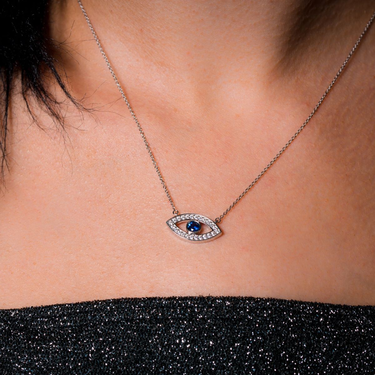 Georgini Rock Star Blue Evil Eye Pendant - Silver - IP847W