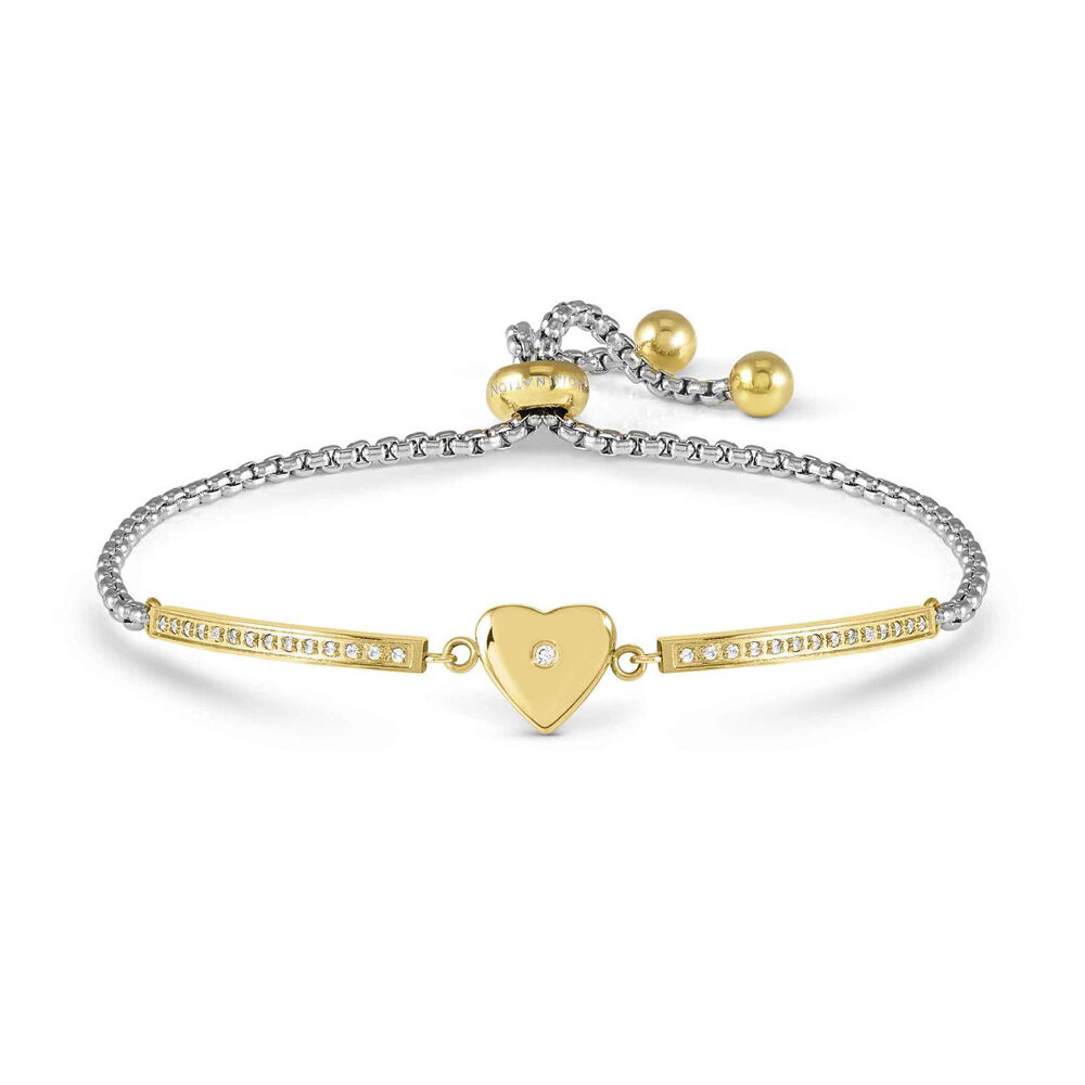 Nomination Milleluci Refined Bracelet Stainless Steel Gold and Zirconia - Heart. Item code 028018/022