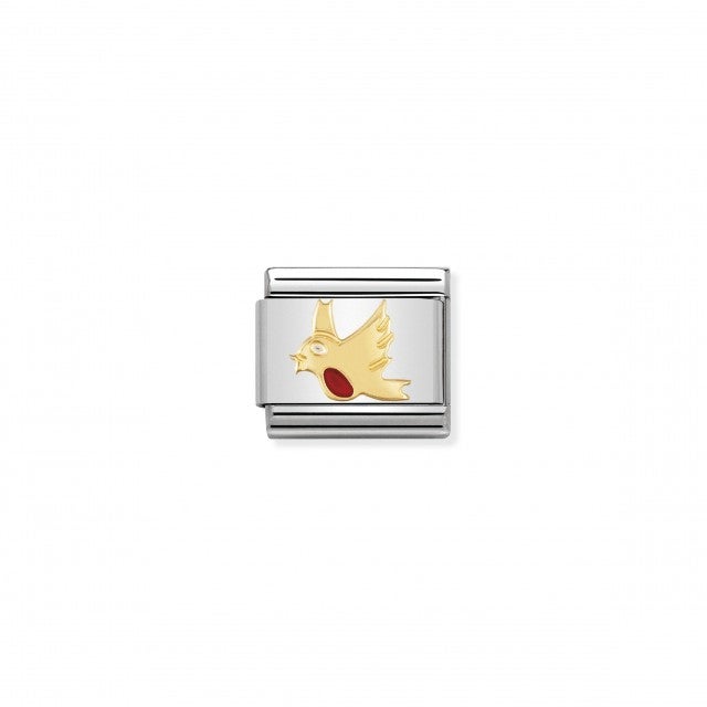 Nomination Classic Gold Air Animals Charm - Enamel and 18k Gold Robin 030211_06
