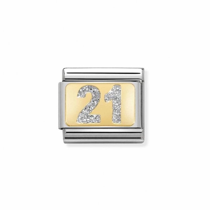 Nomination Classic Glitter Charm - Enamel and 18k Gold Number 21