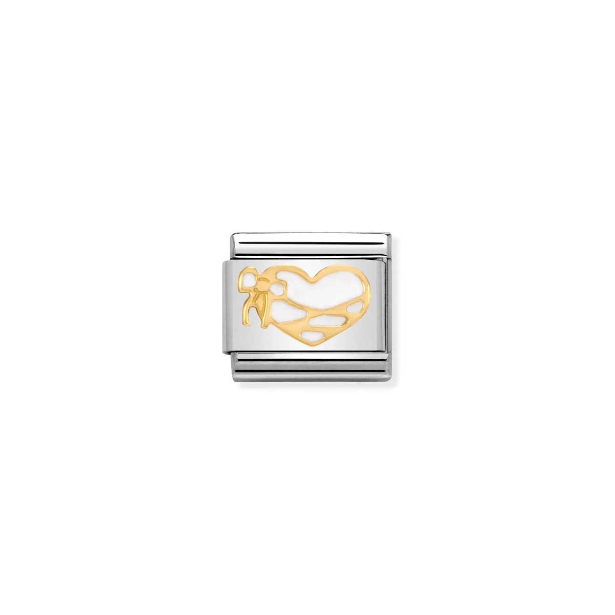 Nomination Classic Gold and White Enamel Bound Heart 030253_44