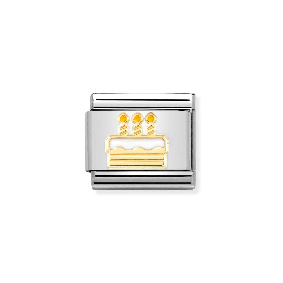 Nomination Classic 18k Gold and White Birthday Cake Charm  030272_71