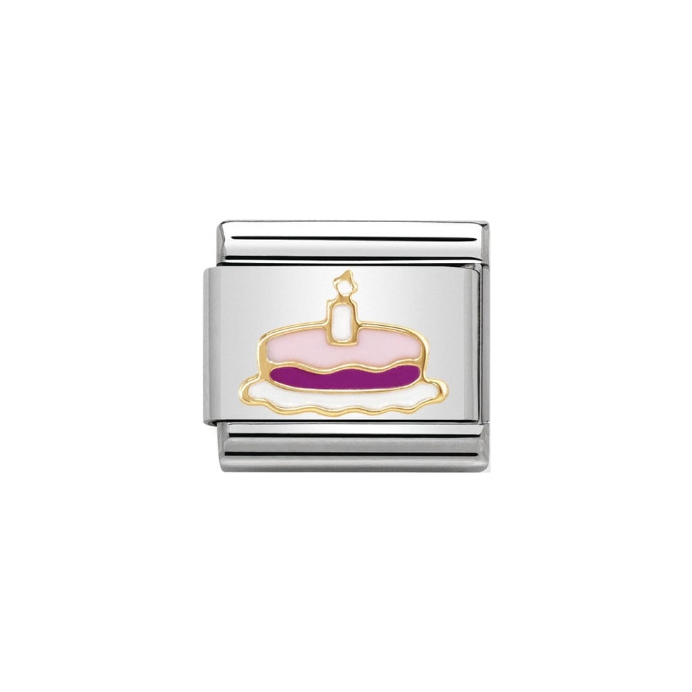 Nomination Classic Enamel and Gold Cake with Candle Charm