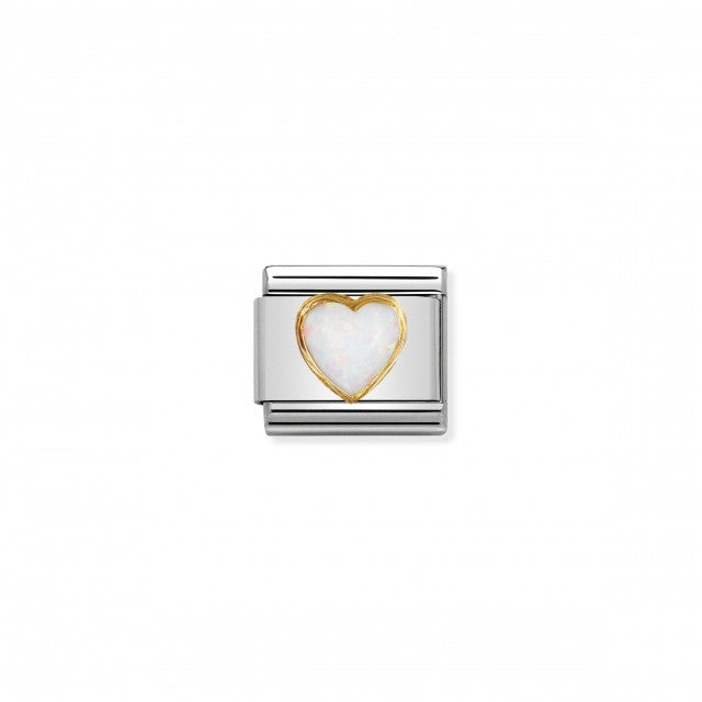 Nomination Classic Stones Hearts Charm - 18k Gold White Opal 030501_07