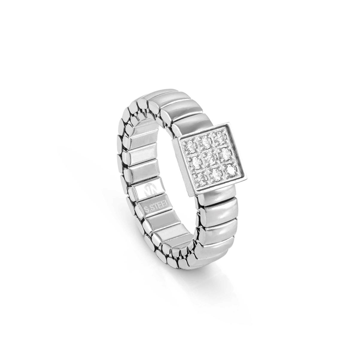 Nomination Extension Style Ring Steel and Cubic Zirconia Square 046000_056