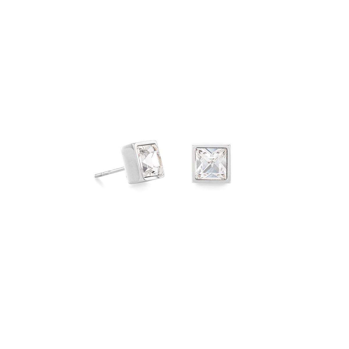 Coeur De Lion Brilliant Square Earrings - Silver Crystal 500211817