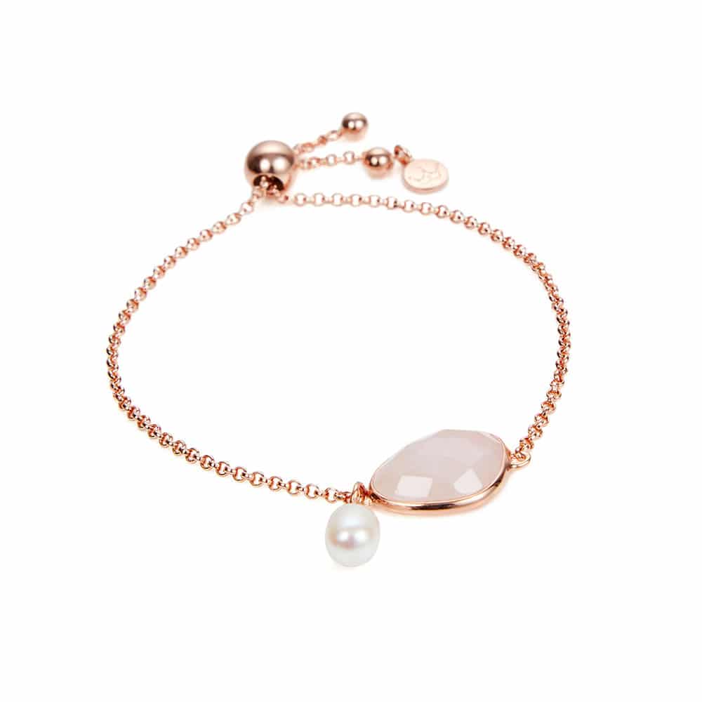 Jersey Pearl Sorel Rose Quartz Bracelet Rose Gold Plated