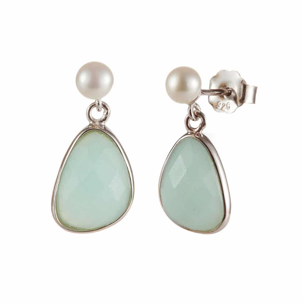 Jersey Pearl Sorel Aquamarine Silver Drop Earrings