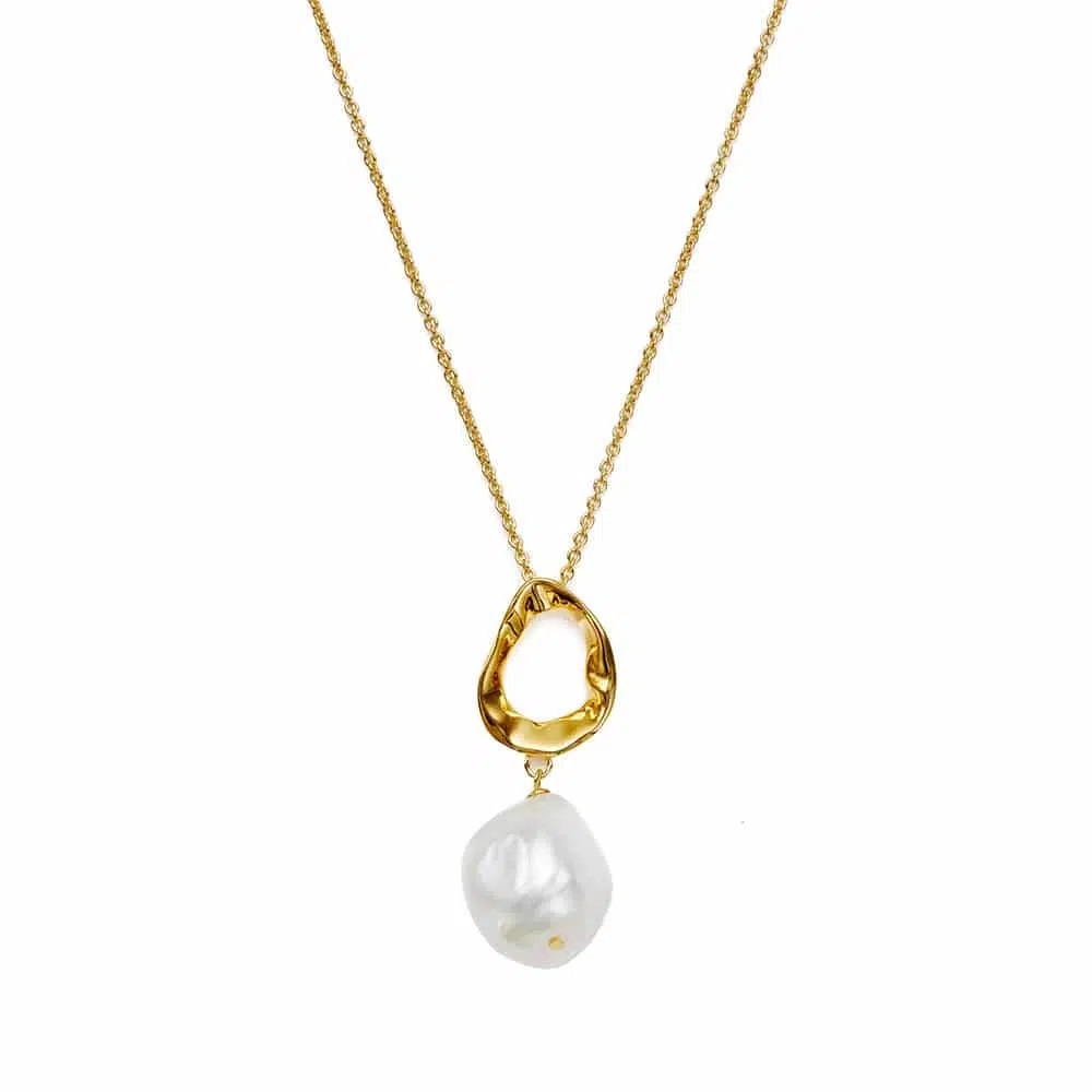 Jersey Pearl Baroque Oval Pendant