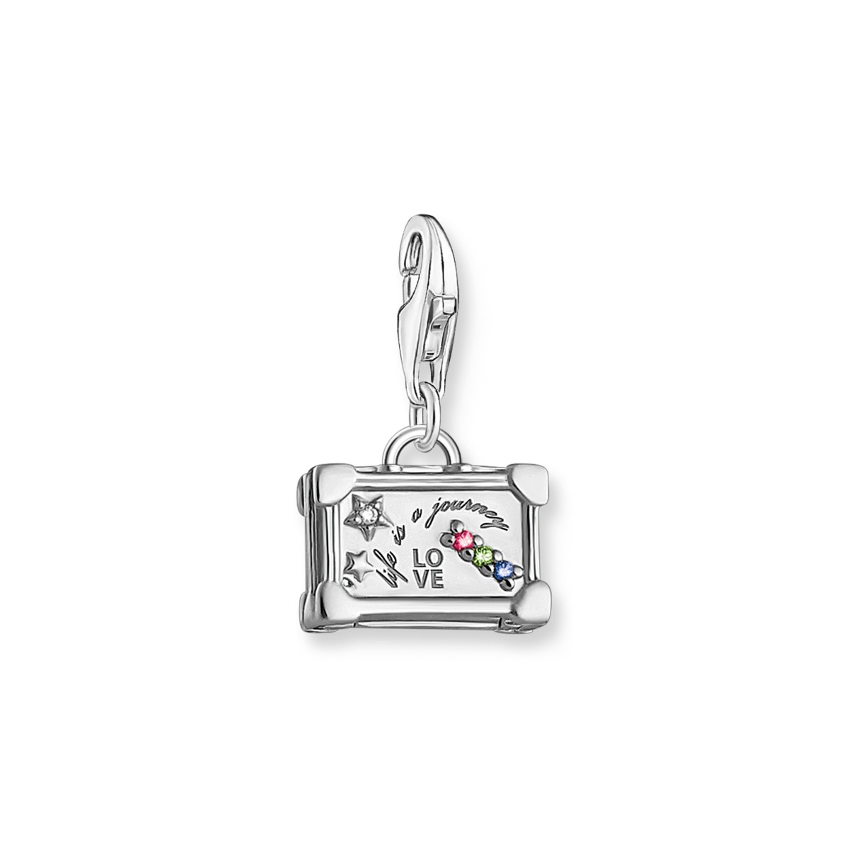 Thomas Sabo Charm Pendant - Vintage Zirconia Silver Suitcase 1936-318-7