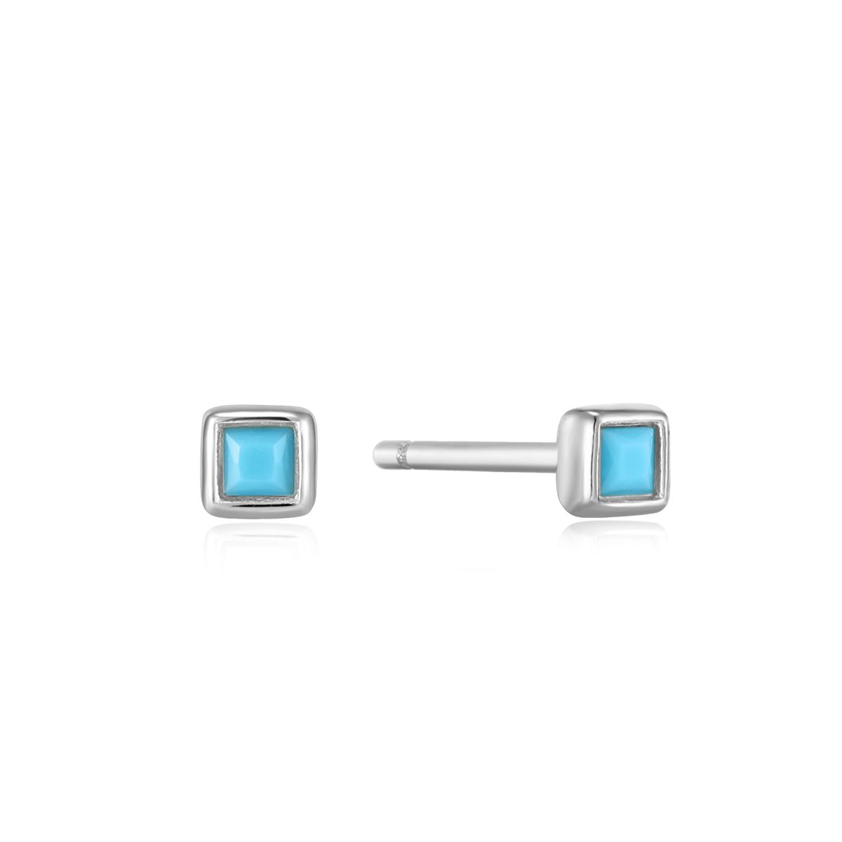 Ania Haie Turquoise Square Stud Earrings -  Silver - E033-01H