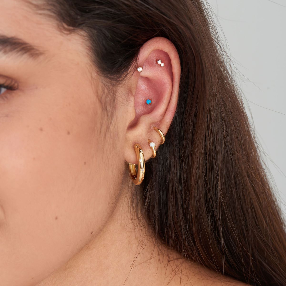 Ania Haie Kyoto Opal Cabochon Huggie Hoop Earrings -Gold - E035-15G