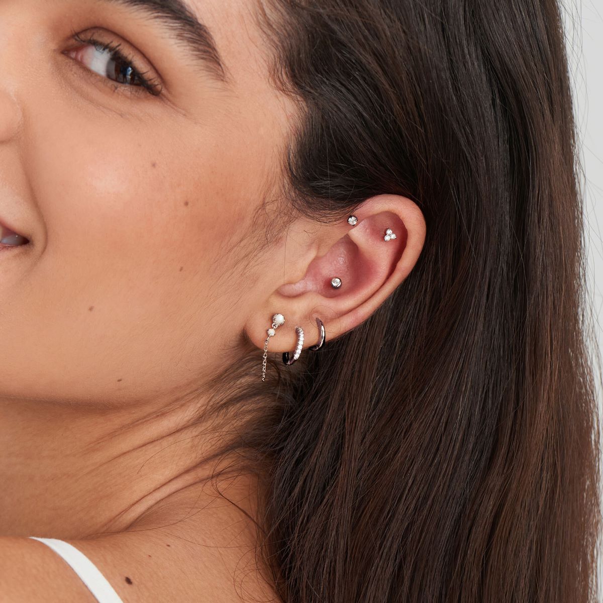 Ania Haie Sparkle Bezel Barbell Single Earring - Silver - E035-06H