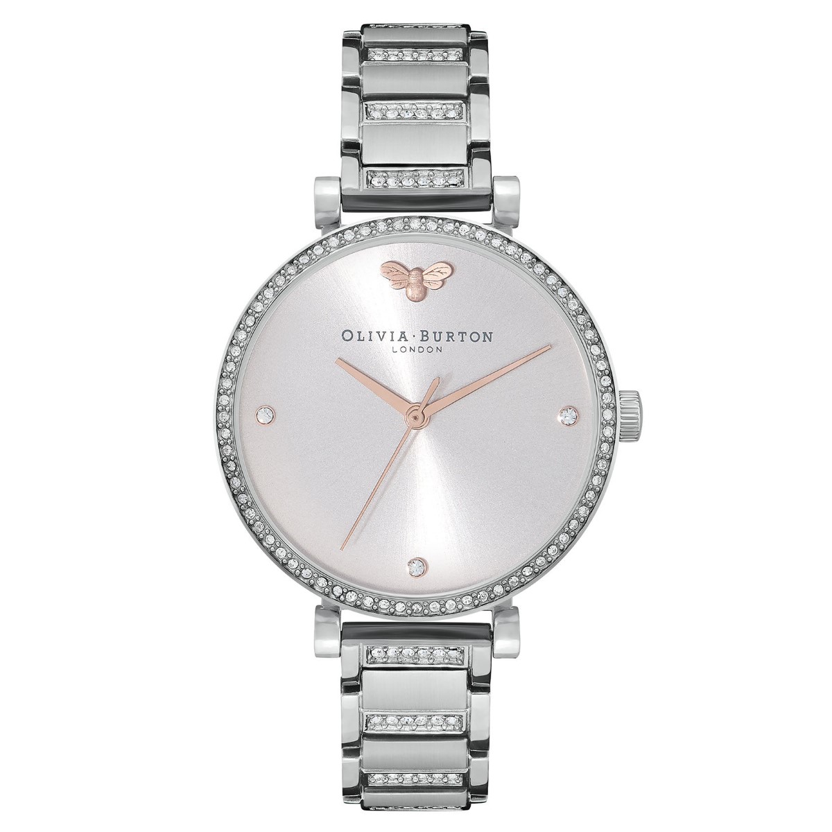 Olivia Burton Belgrave T-bar Grey and Silver Bracelet Watch