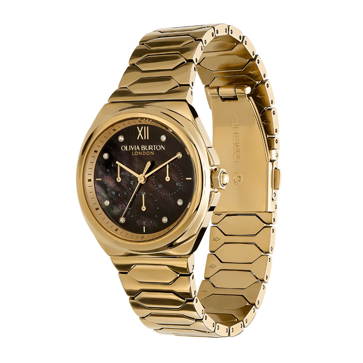 Olivia Burton Lustre Multi-Function Black and Gold Bracelet Watch - 24000150