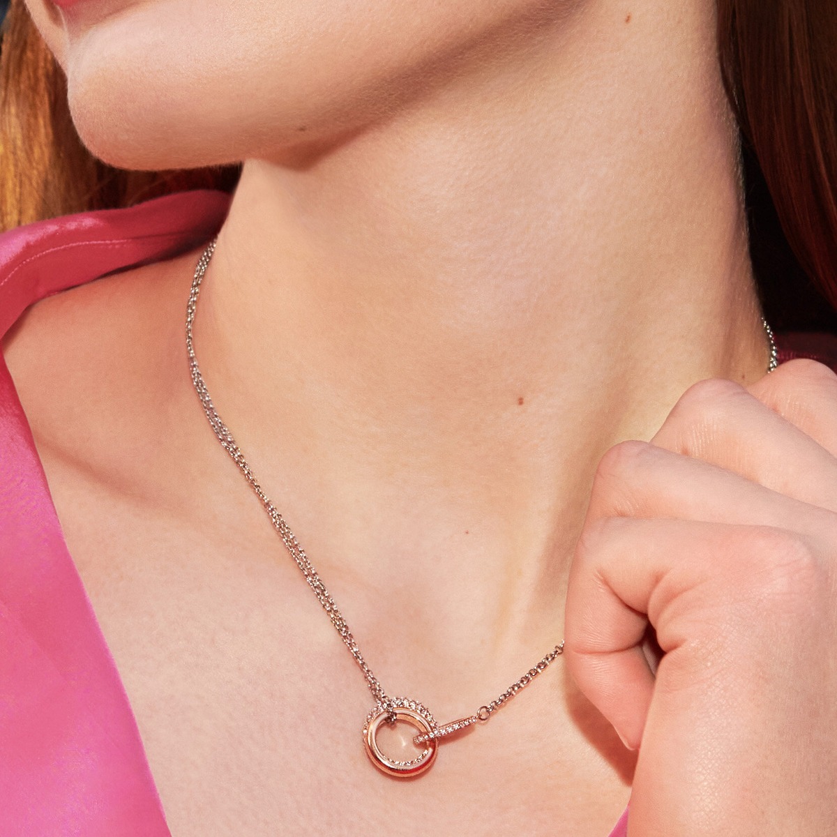 Olivia Burton Entwine Silver and Rose Gold Necklace