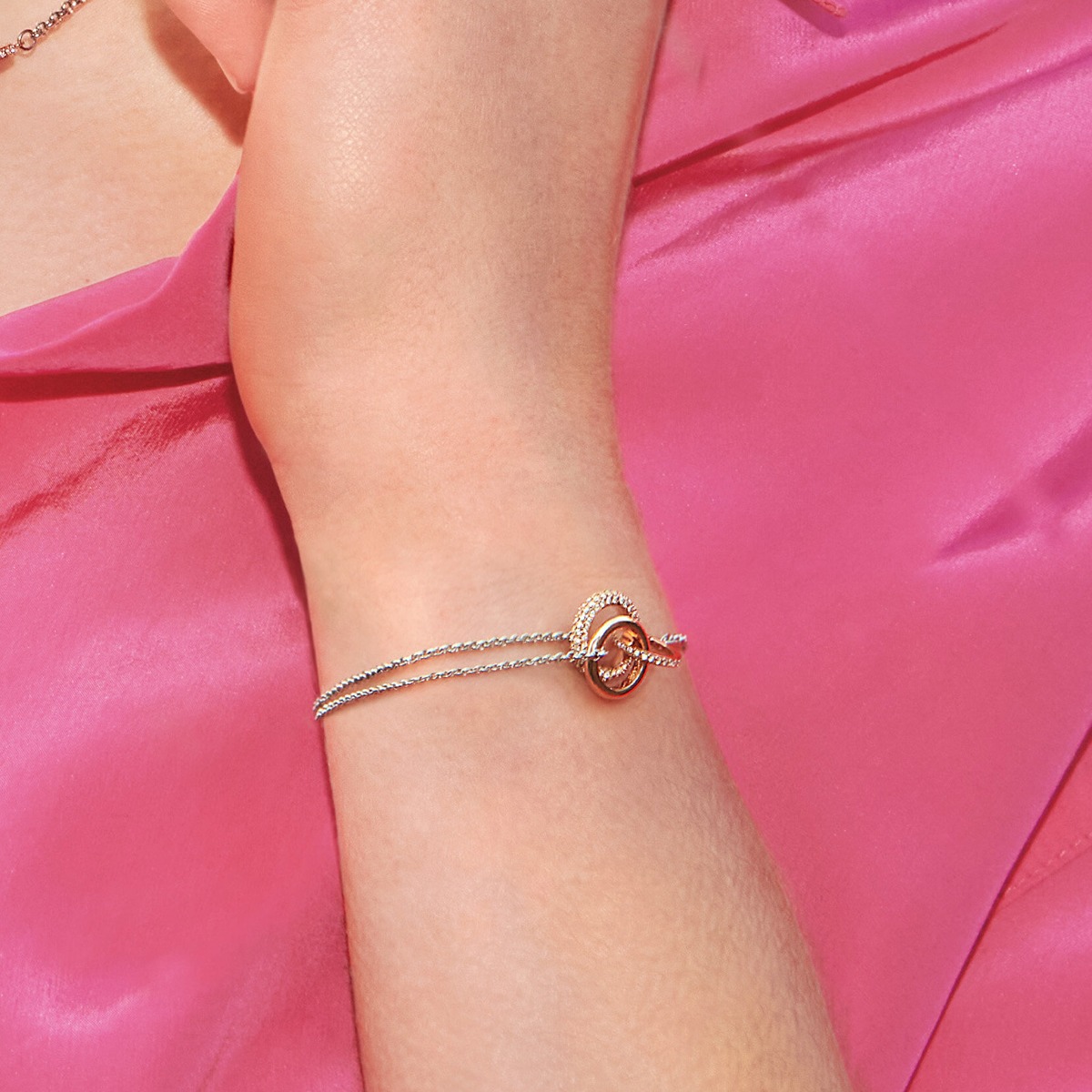 Olivia Burton Entwine Silver and Rose Gold Bracelet