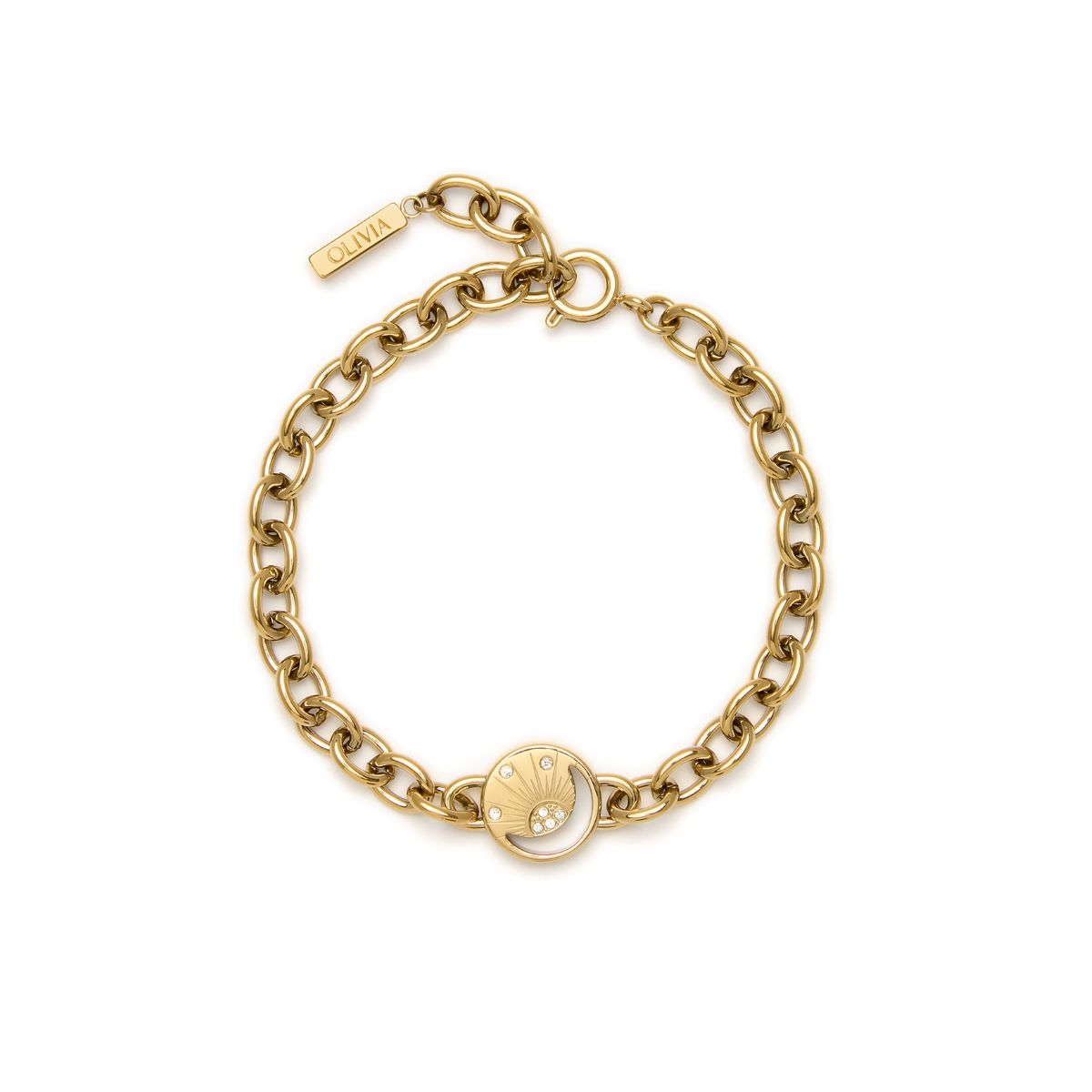 Olivia Burton Sun and Moon Disc Gold Link Bracelet - 24100160