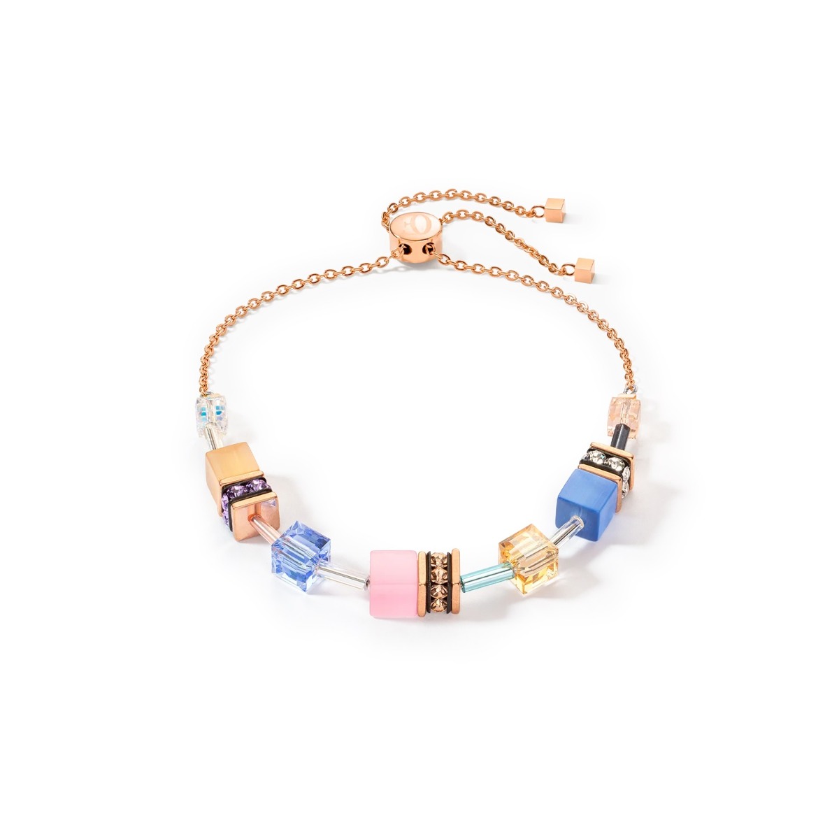 Coeur De Lion GeoCUBE Slider Bracelet - Light Blue and Rose 3030300752