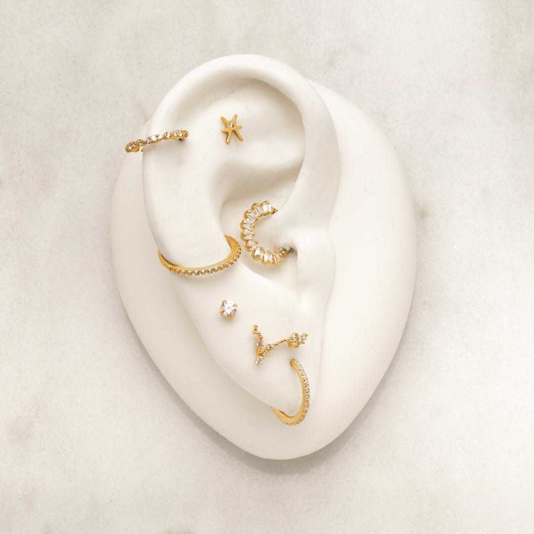 Tish Lyon 14ct Yellow Gold Prong Set Gem Threadless Labret Single Earring