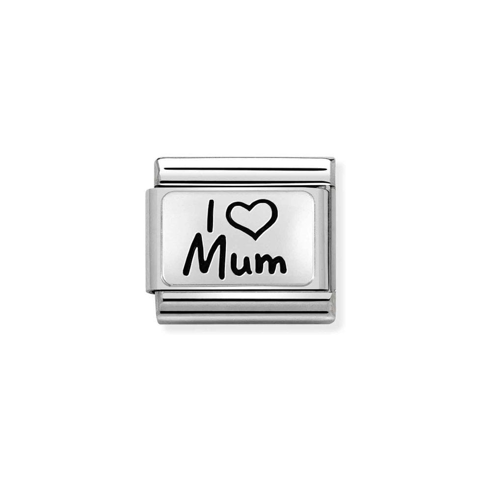 Nomination Classic Charm - Sterling Silver and Black Enamel I Love Mum