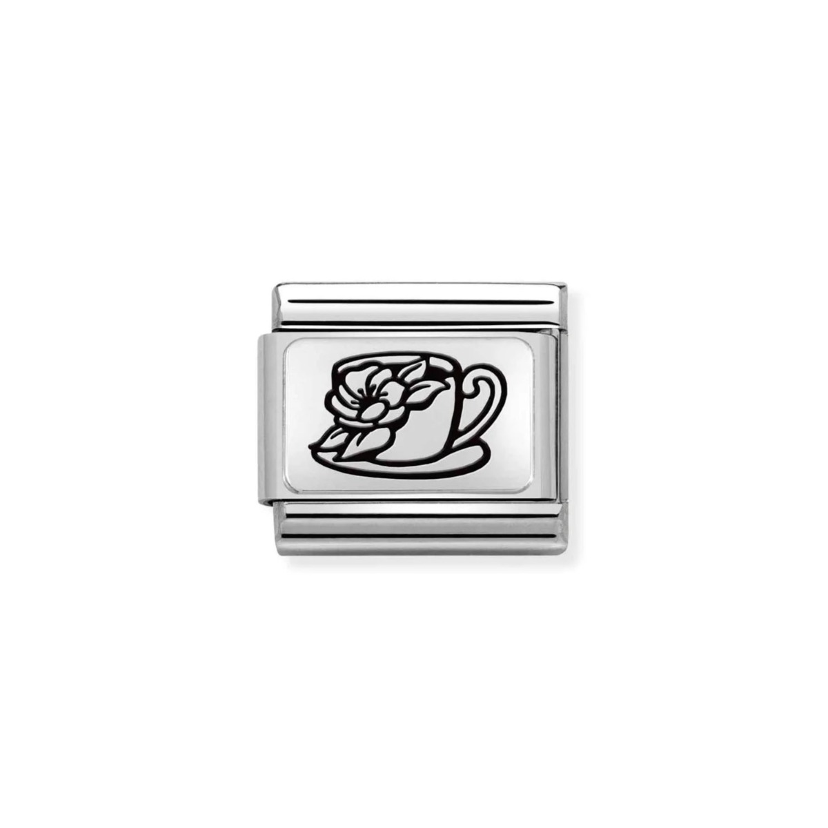 Nomination Classic Flowers Charm - Sterling Silver and Black Enamel Cup