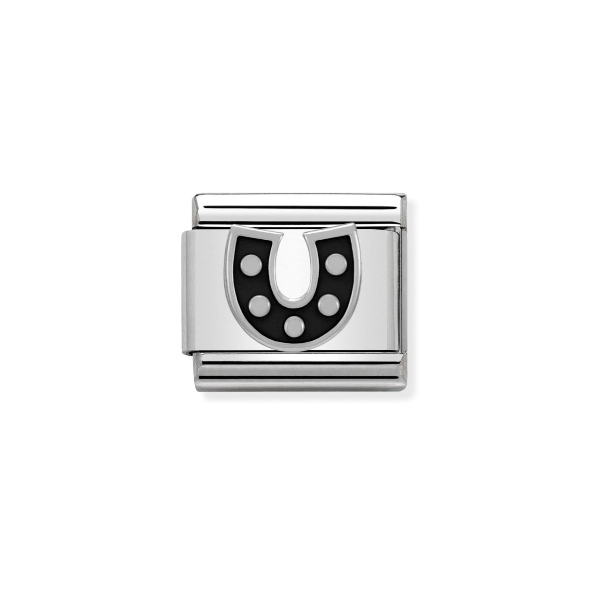 Nomination Classic Silver and Black Enamel Horseshoe Charm 330202_08