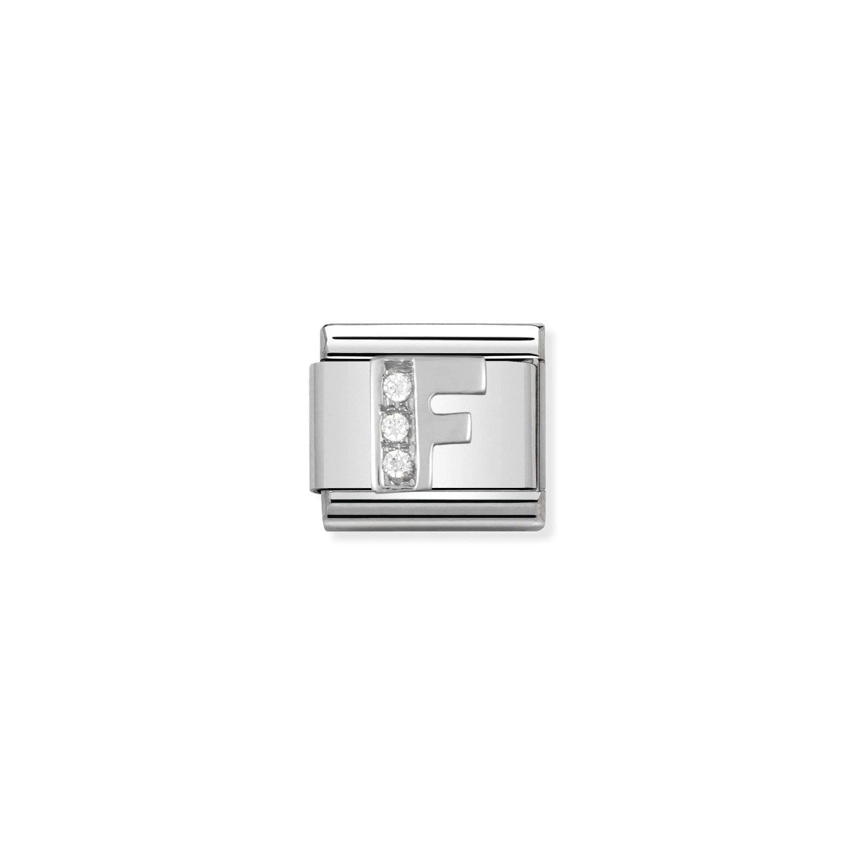 Nomination Silver and Zirconia Classic Letter Charm - F