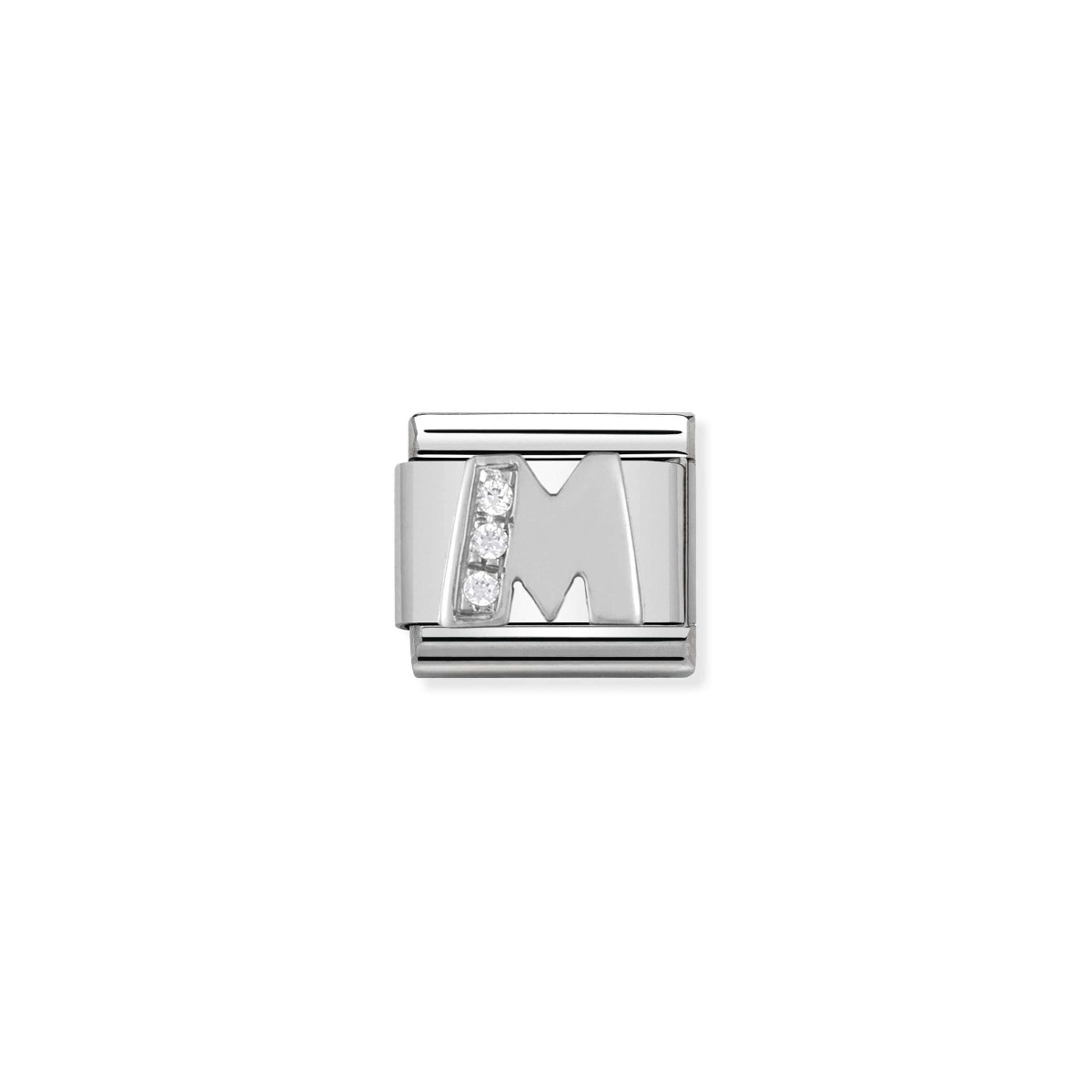 Nomination Silver and Zirconia Classic Letter Charm - M