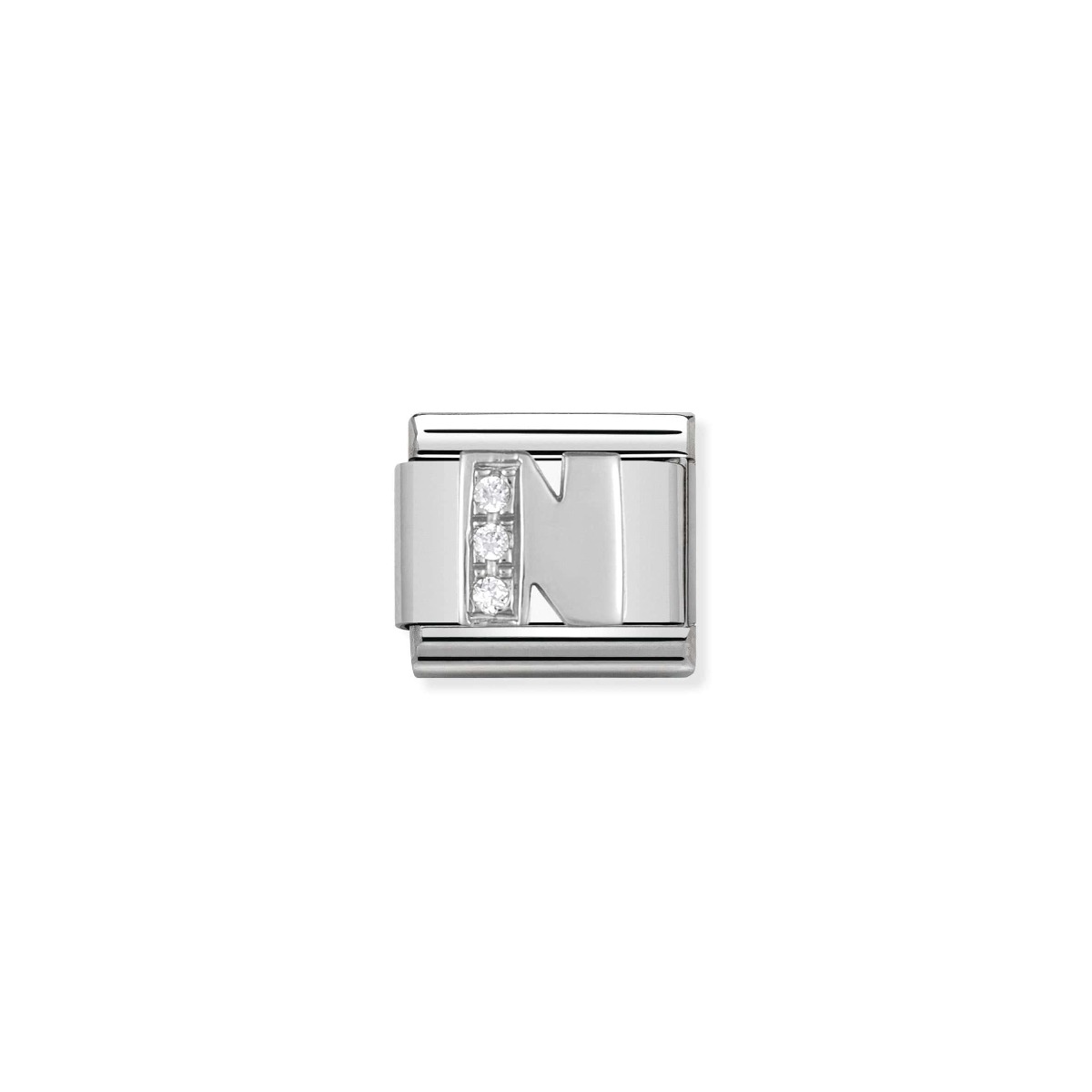 Nomination Silver and Zirconia Classic Letter Charm - N