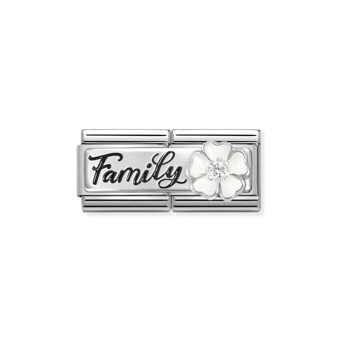Nomination Classic Double Link Charm - Family with White Flower 330734/17